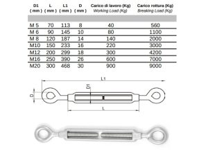 TENDITORE INOX 2 OCCHI 5 mm