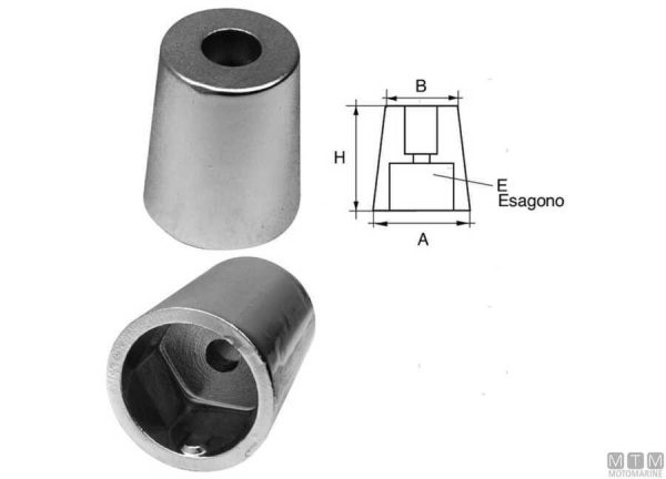 ZINCHI AD OGIVA CON INNESTO CONICO ESAGONALE PER ASSI PORTAELICA mm. 25