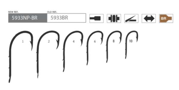 MUSTAD HOOK 5933NP-BR SIZE 1 PACK 10 pezzi