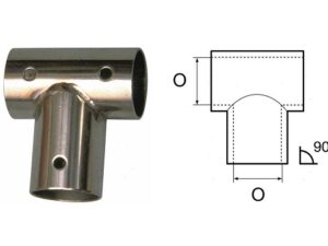 RACCORDO PER TUBOLARE "T"  INOX 90° mm. 22